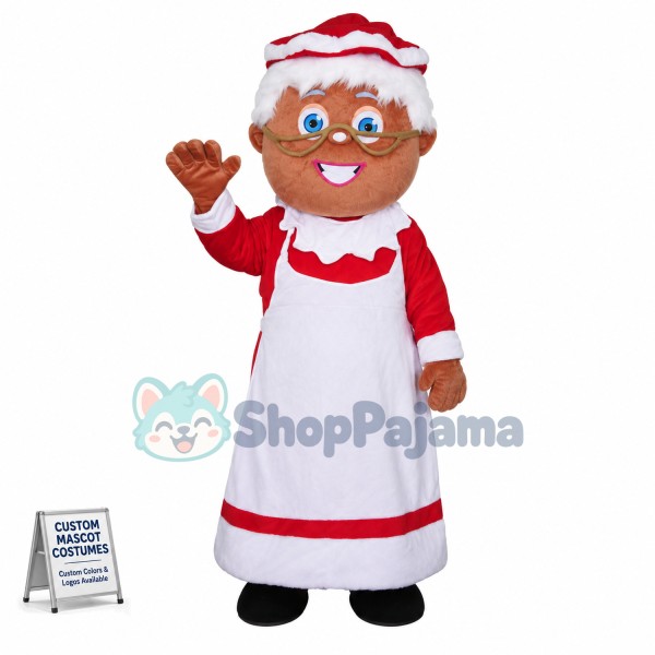 White-haired Christmas Granny Mascot Costume