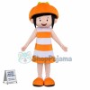 Brunette Girl In Pumpkin Hat Mascot Costume