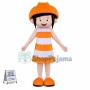 Brunette Girl In Pumpkin Hat Mascot Costume