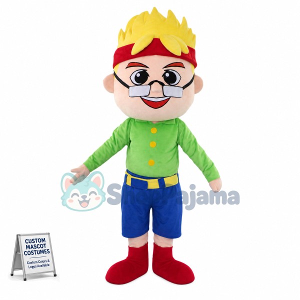 The Energetic Blond Grandpa Mascot Costume