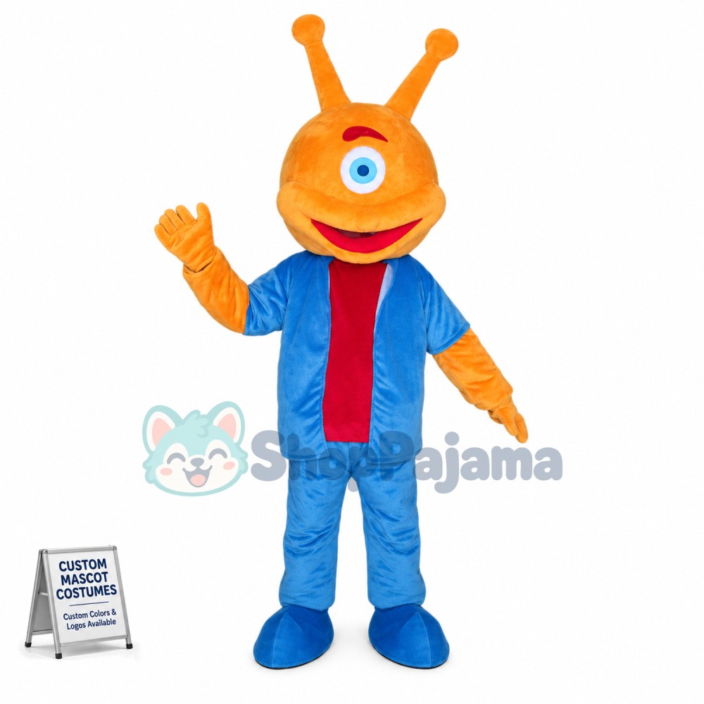Orange Alien Monocular Mascot Costume