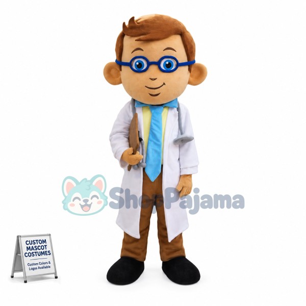 The Surgeon With Blue Glasses Mascot Costume