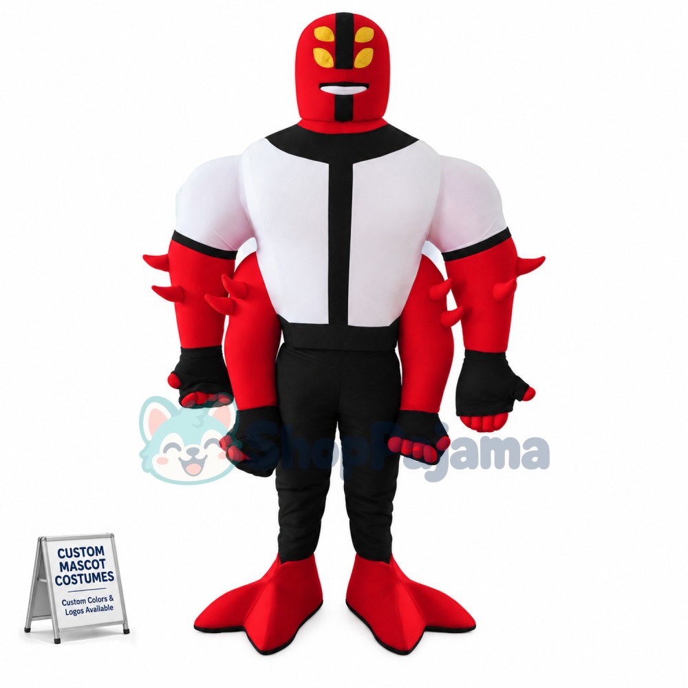 Wild Muscle Hunk Four Arms Mascot Costume