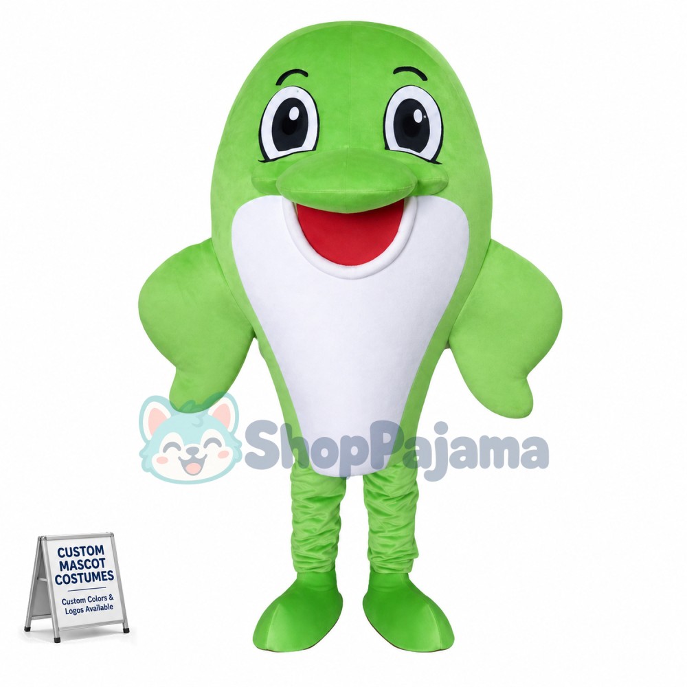 Green Baby Dolphin Cartoon Mascot Costume