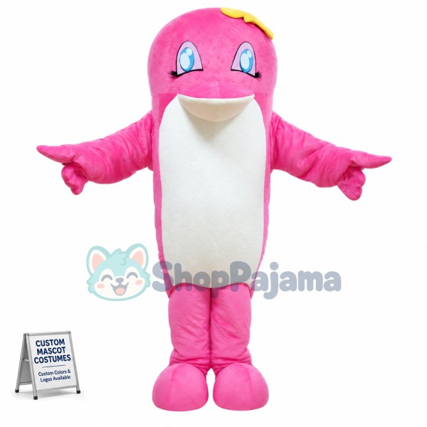 Bright Pink Dolphin Sister Mascot Costume