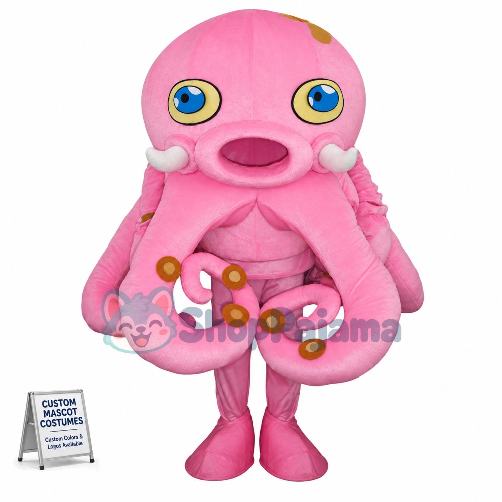 Adult Size Pink Octopus Mascot Costume