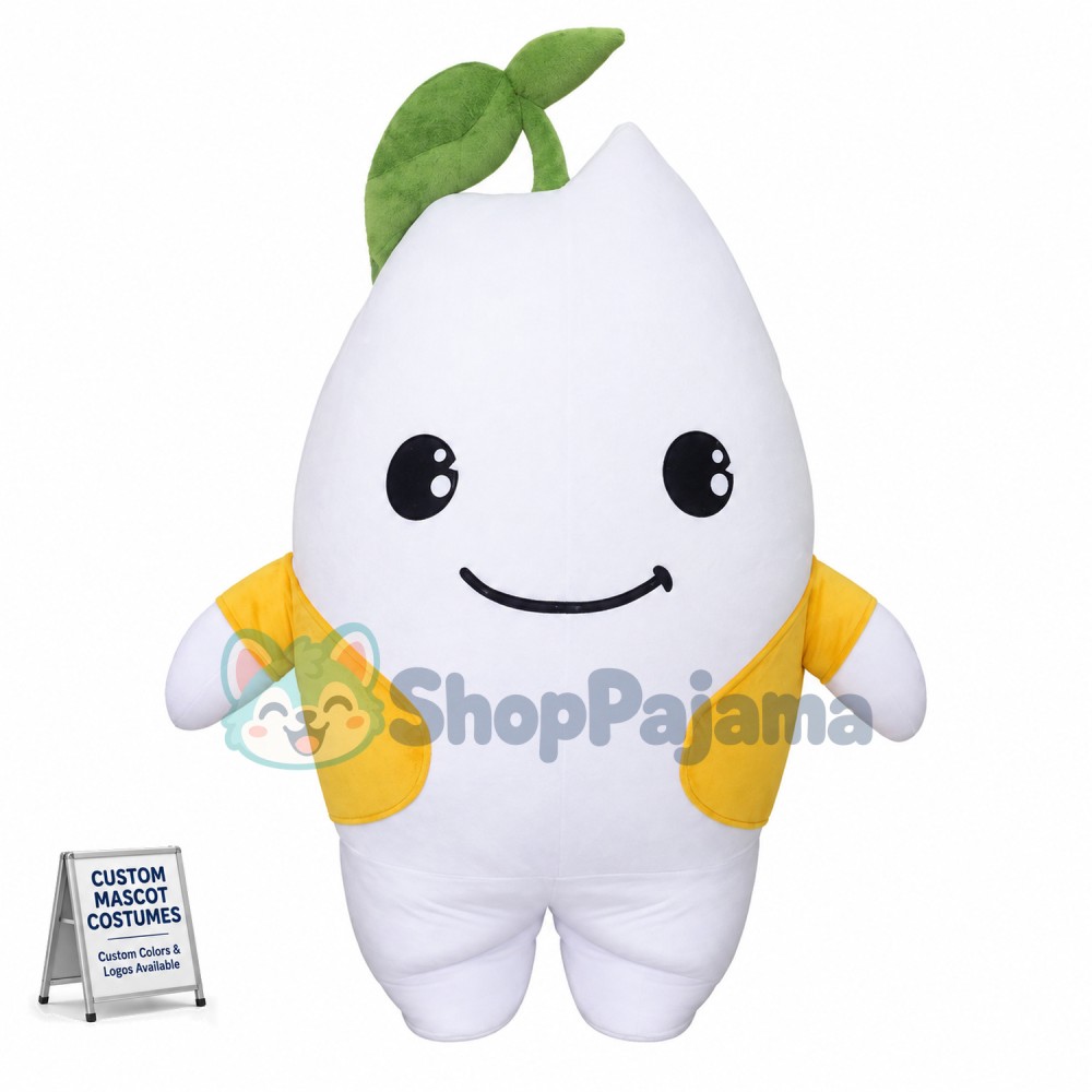 Chubby White Radish Mascot Costume