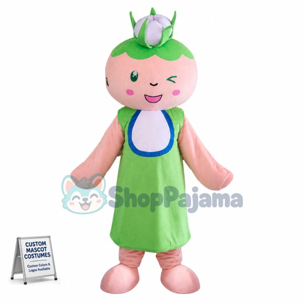 The Green Open Cotton Doll Mascot Costume