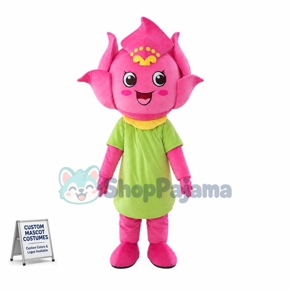 Blooming Pink Rose Flower Mascot Costume