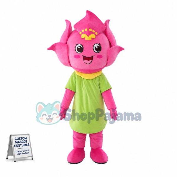 Blooming Pink Rose Flower Mascot Costume