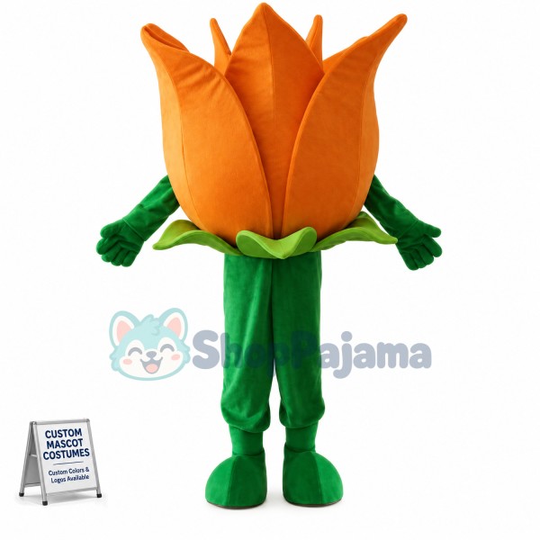 Bright Orange Tulip Mascot Costume