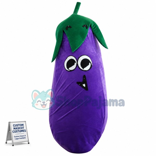 Crumpled Purple Eggplant Mascot Costume