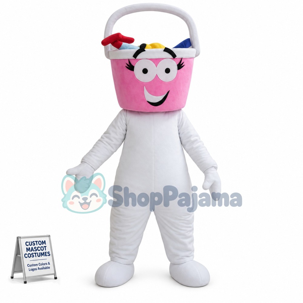 Plastic Basket With Cleaning Tools Mascot Costume