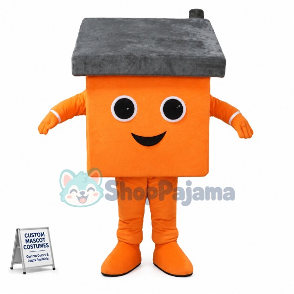 Stable Orange Brick House Mascot Costume