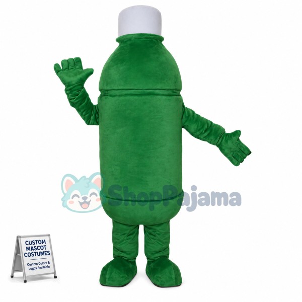 Green Plastic Beverage Bottle Mascot Costume