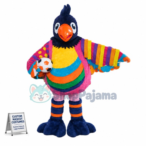 The Parrot With Rainbow Color Mascot Costume