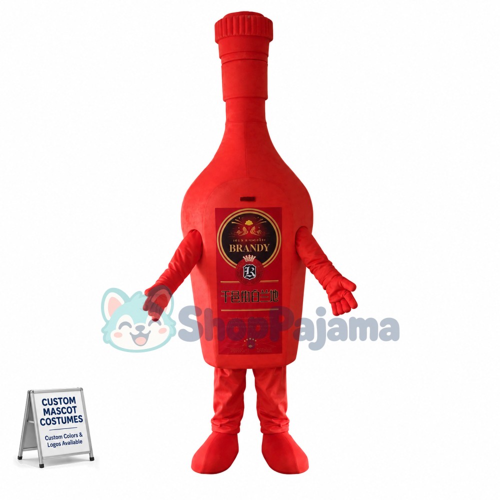 Red Bottle of Brandy Mascot Costume