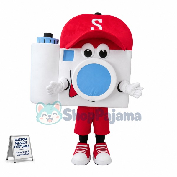 Portable White Camera Mascot Costume