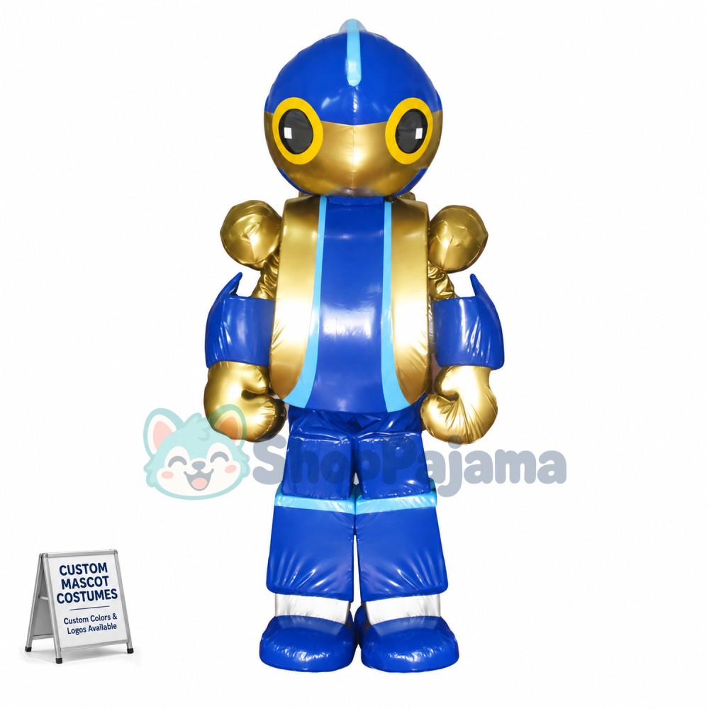 Adult Blue Iron Man Robot Mascot Costume