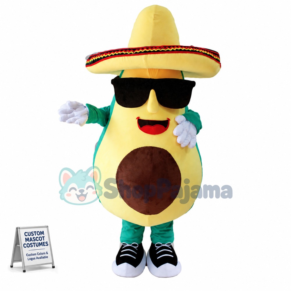Avocado Wearing Sunglasses Cartoon Mascot Costume