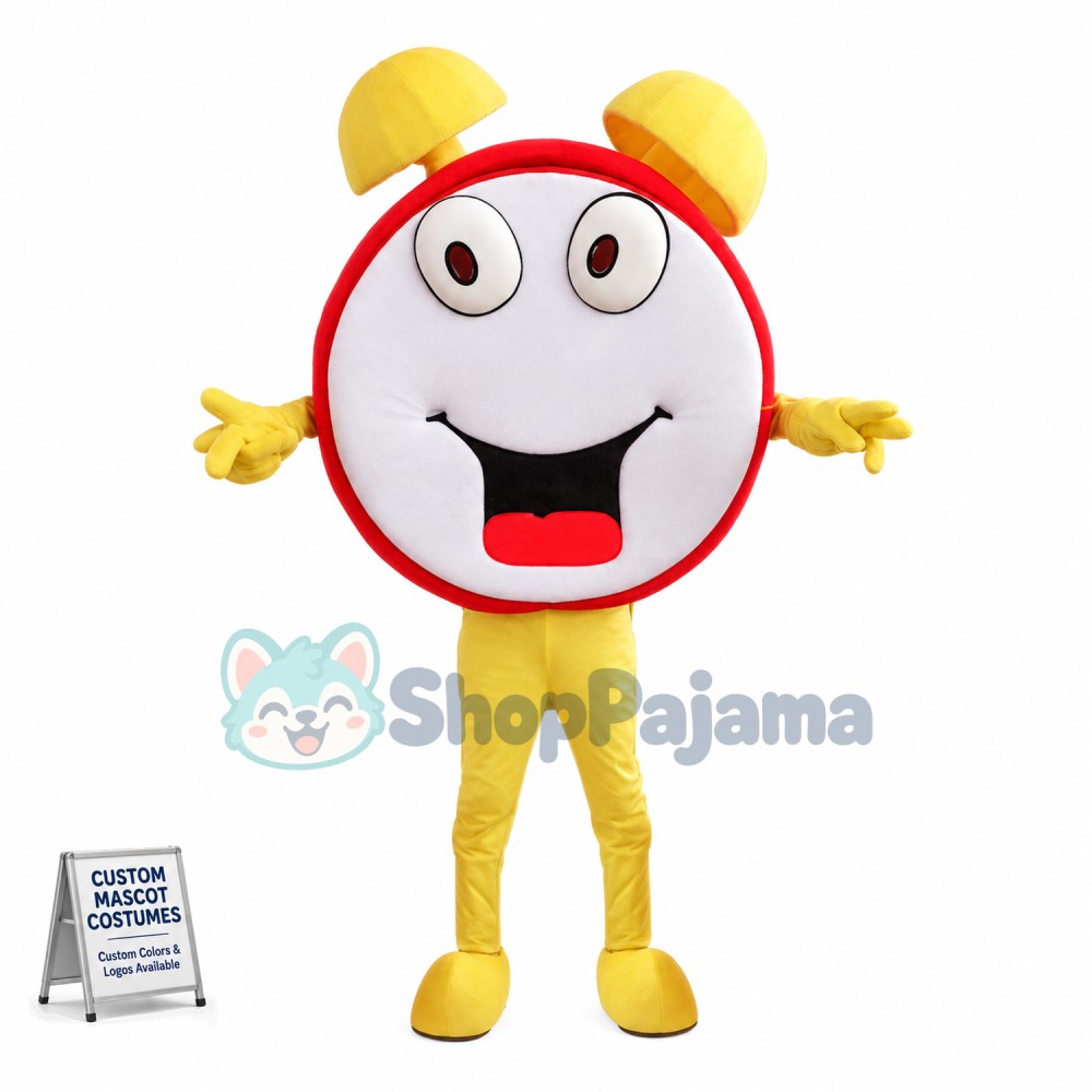 Loud Yellow Alarm Clock Mascot Costume