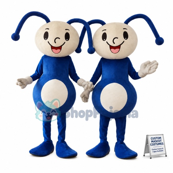 Cartoon Blue Ant With Long Tentacles Mascot Costume