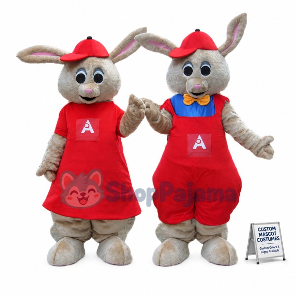 Lively Easter Bunny In The Couple Suit Mascot Costume