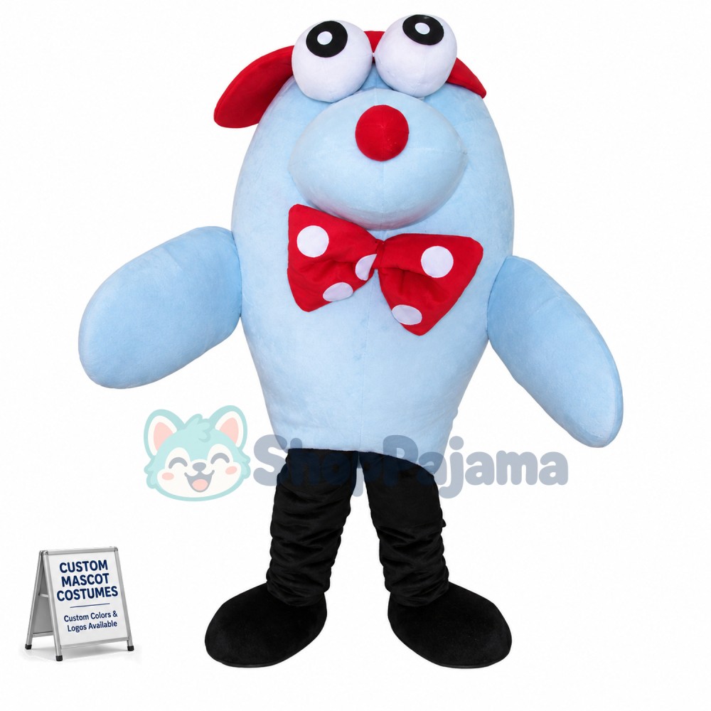 Cartoon Dolphin Wearing Red Tie Mascot Costume