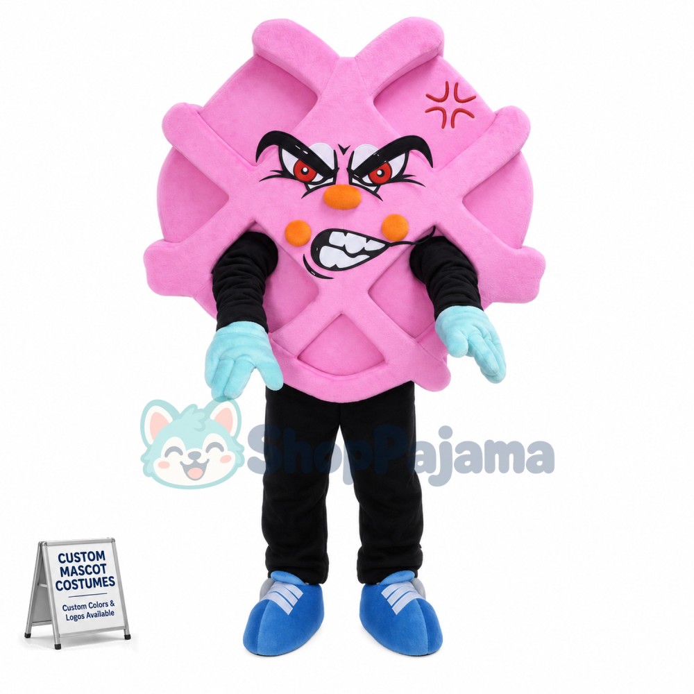 Strawberry Waffle Cartoon Mascot Costume