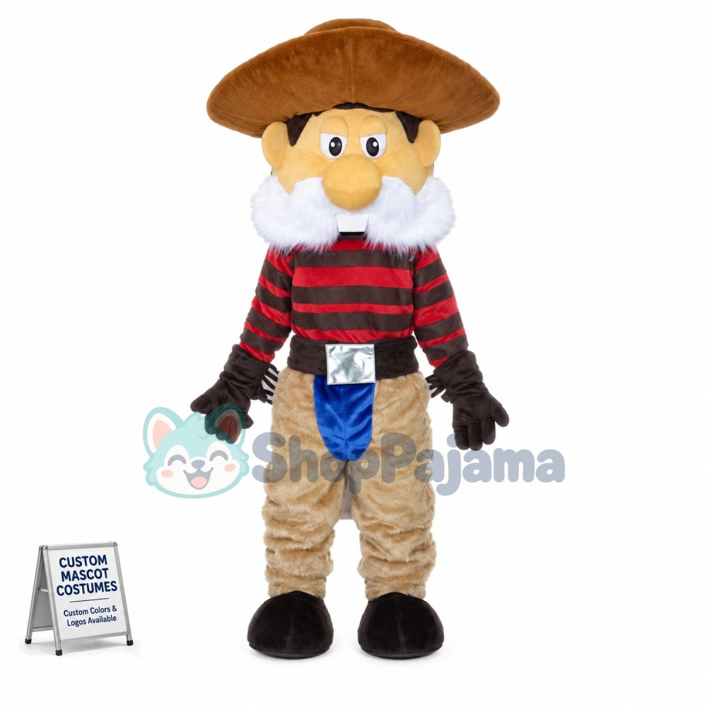 Hard-working White-beard Farmer Mascot Costume