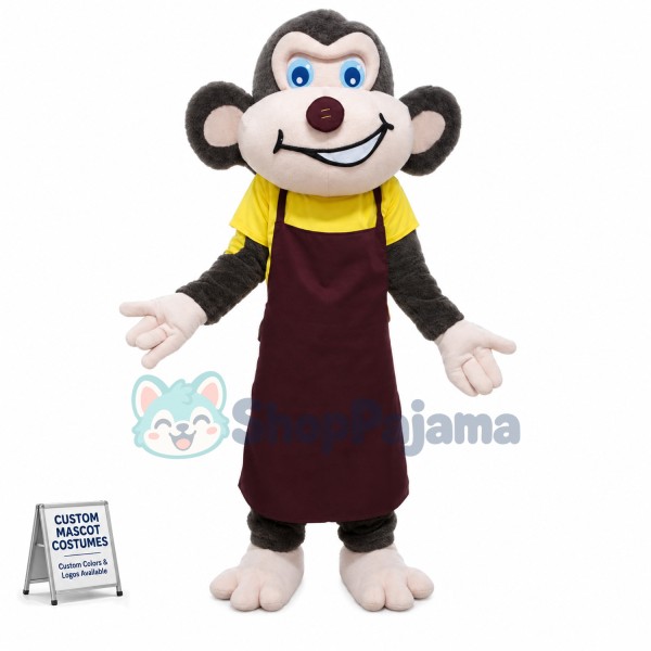 Working Monkey Wearing Apron Mascot Costume