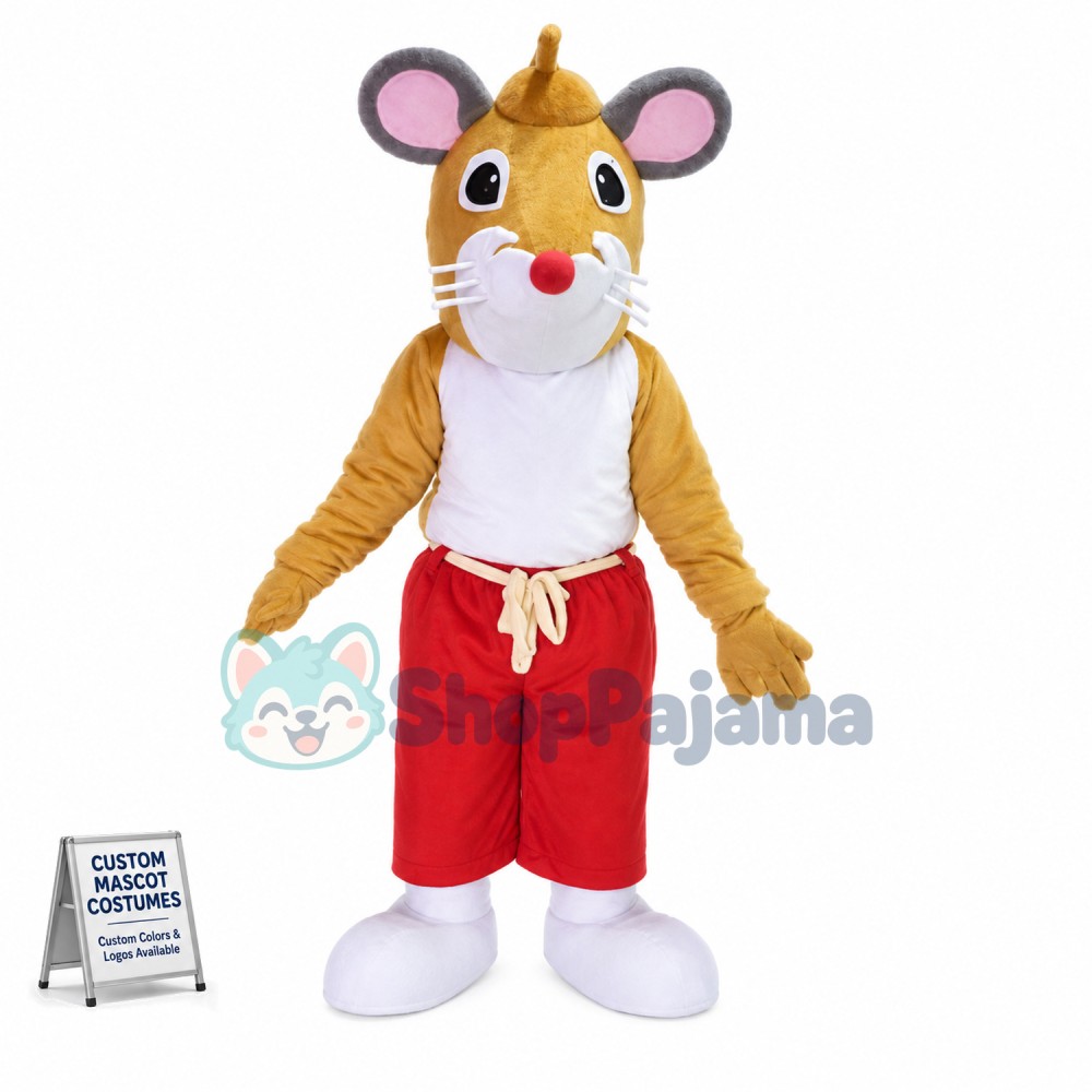 Big Mouse With Lace-up Trousers Mascot Costume
