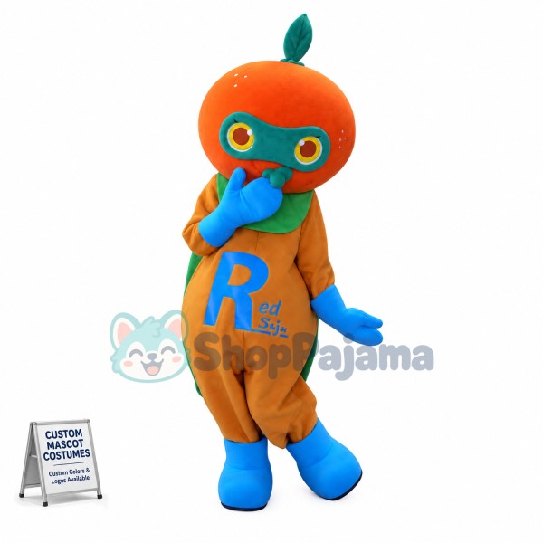 The Shy Red Orange Doll Mascot Costume