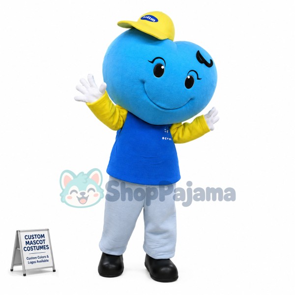 Cartoon Blue Love Shaped Doll Mascot Costume