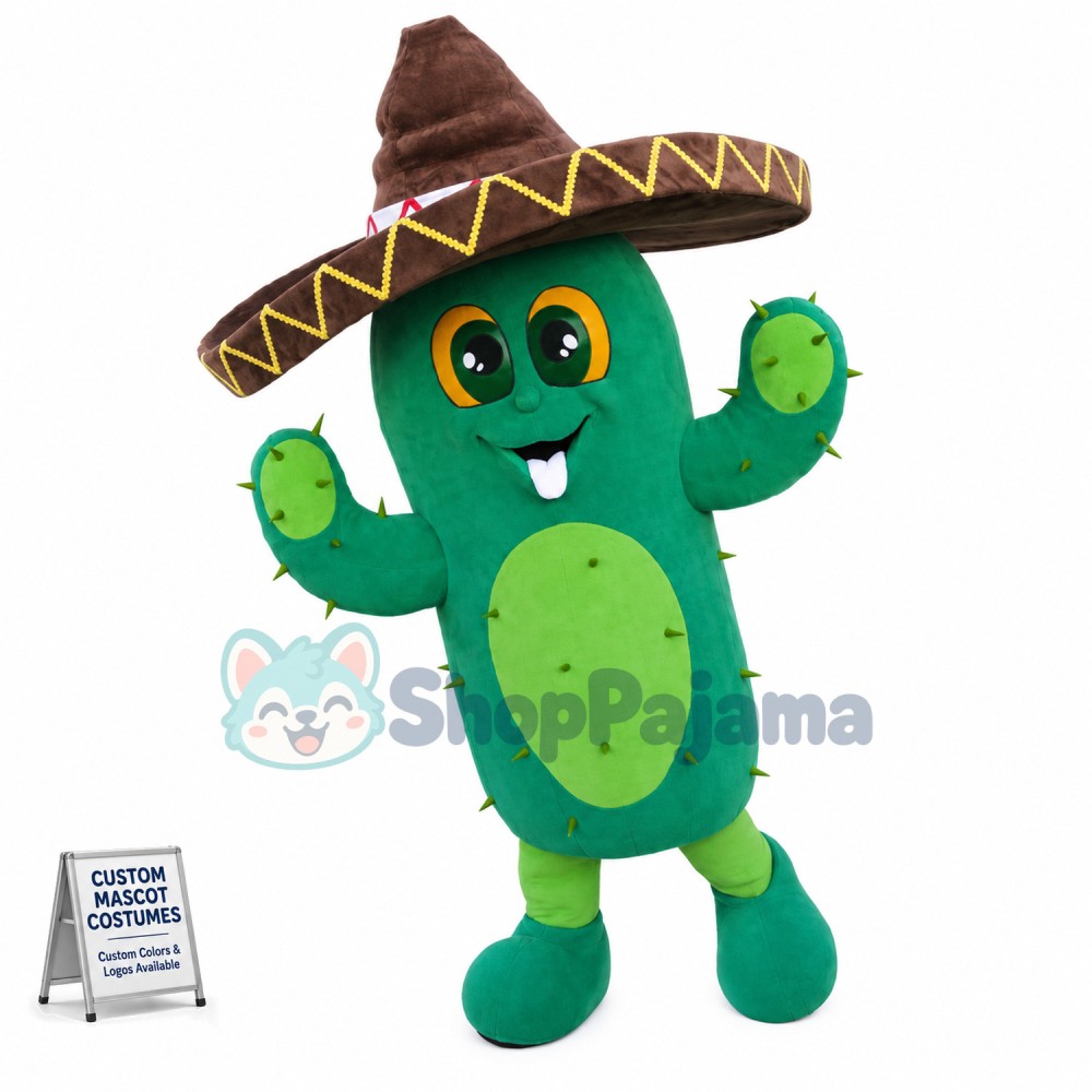 Cheerful Desert Cactus Mascot Costume