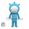 Blue Doll With Unhappy Expression Mascot Costume
