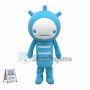 Blue Doll With Unhappy Expression Mascot Costume