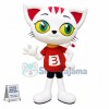 Agile Number Three Racer White Cat Mascot Costume