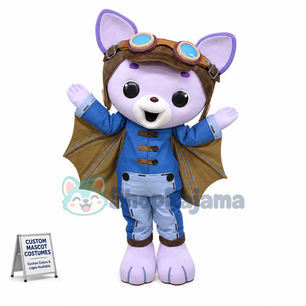 Aviator Fox With Bat Wings Mascot Costume