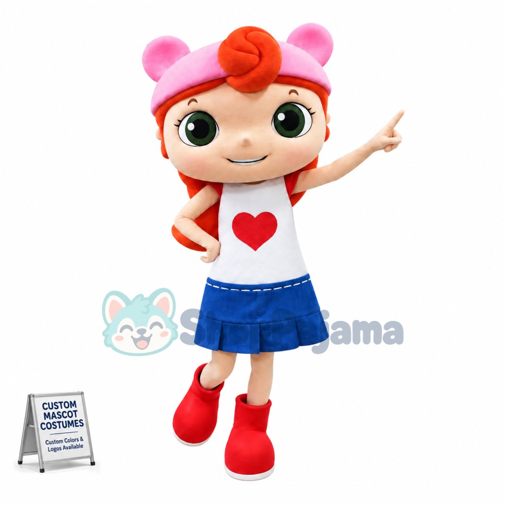 Attractive Girl In Denim Skirt Mascot Costume
