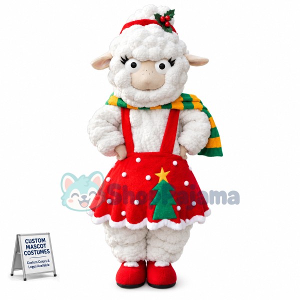 Christmas Sheep Mascot Costume for Outdoor Party