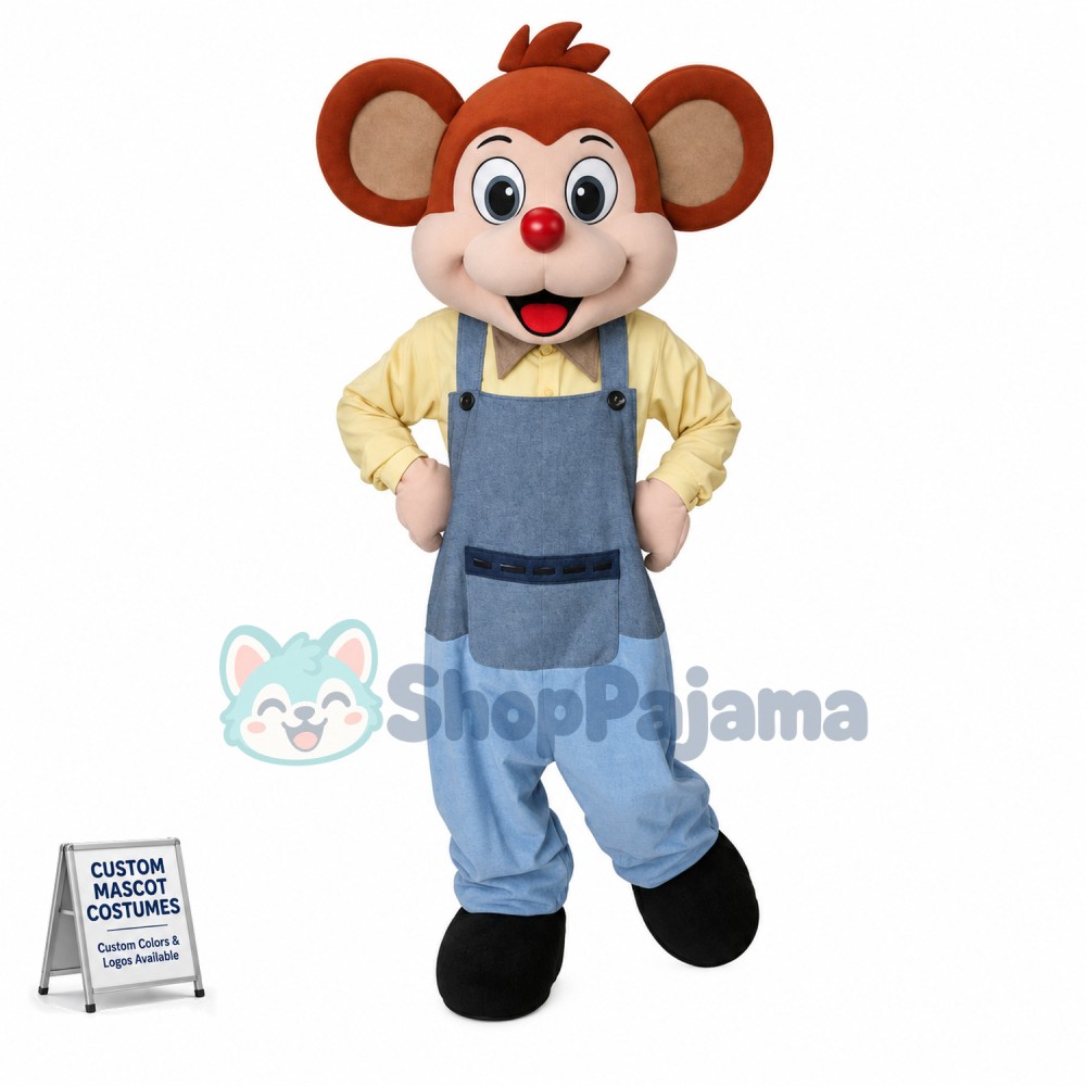 Worker Mouse In Work Clothes Mascot Costume