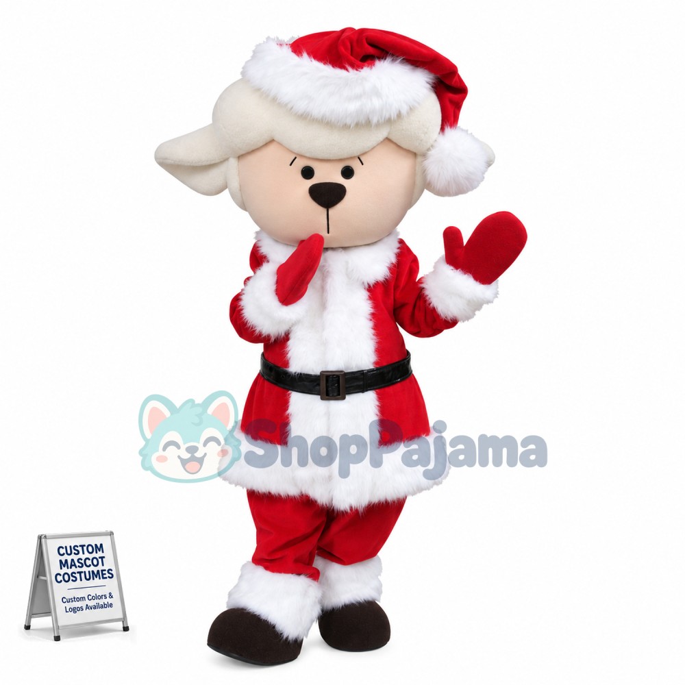 The Sheep In Thick Christmas Suit Mascot Costume
