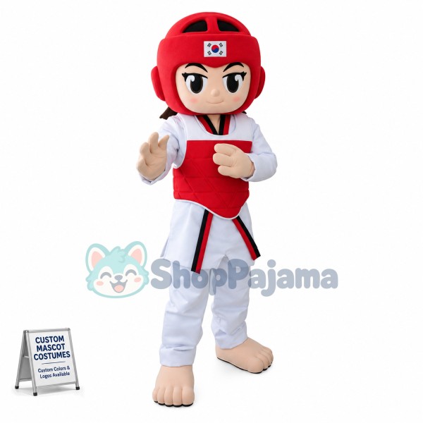 Teen Girl Athlete of Japanese Karate Mascot Costume
