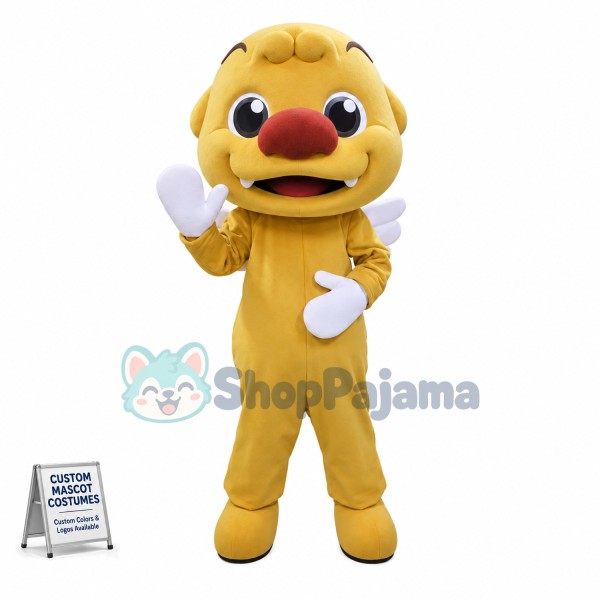 Cartoon Big-nosed Baby Lion With Wings Mascot Costume