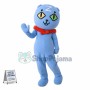 Blue Persian Cat Wearing Collar Mascot Costume