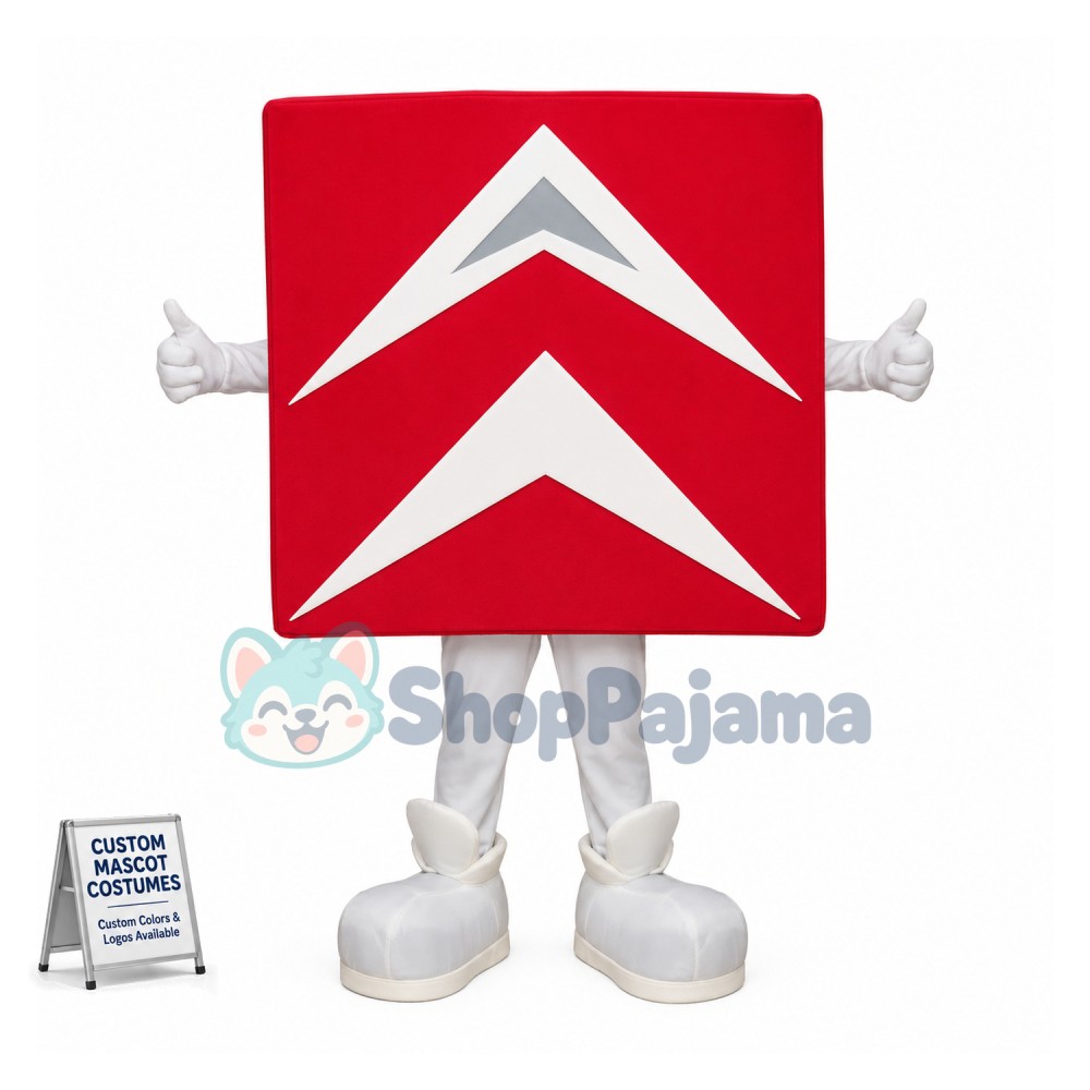 Conspicuous Red Direction Sign Mascot Costume