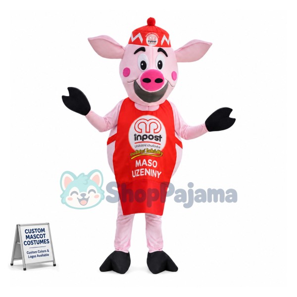 Waiter Pig of Czech Restaurant Mascot Costume