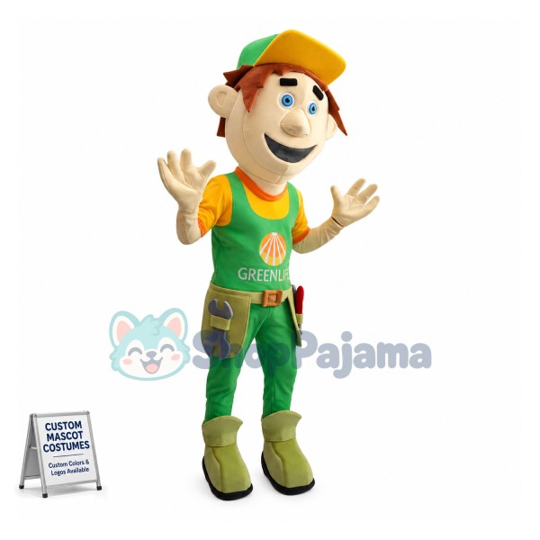 Young Repairman With Door-to-door Service Mascot Costume