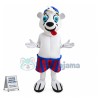 Topless Playing White Bear Mascot Costume